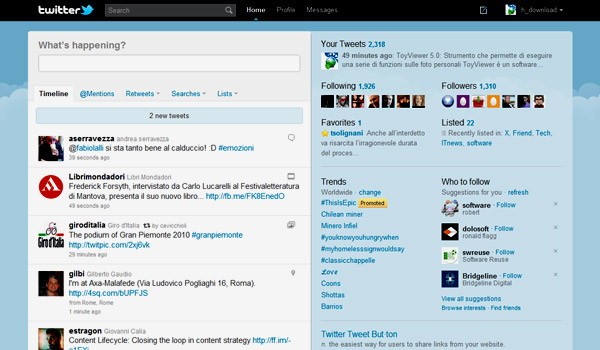 L'interfaccia del nuovo Twitter