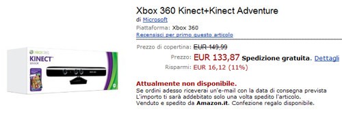 Microsoft Kinect su Amazon.it