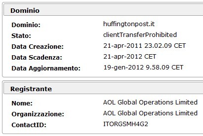 Registrazione dominio huffingtonpost.it