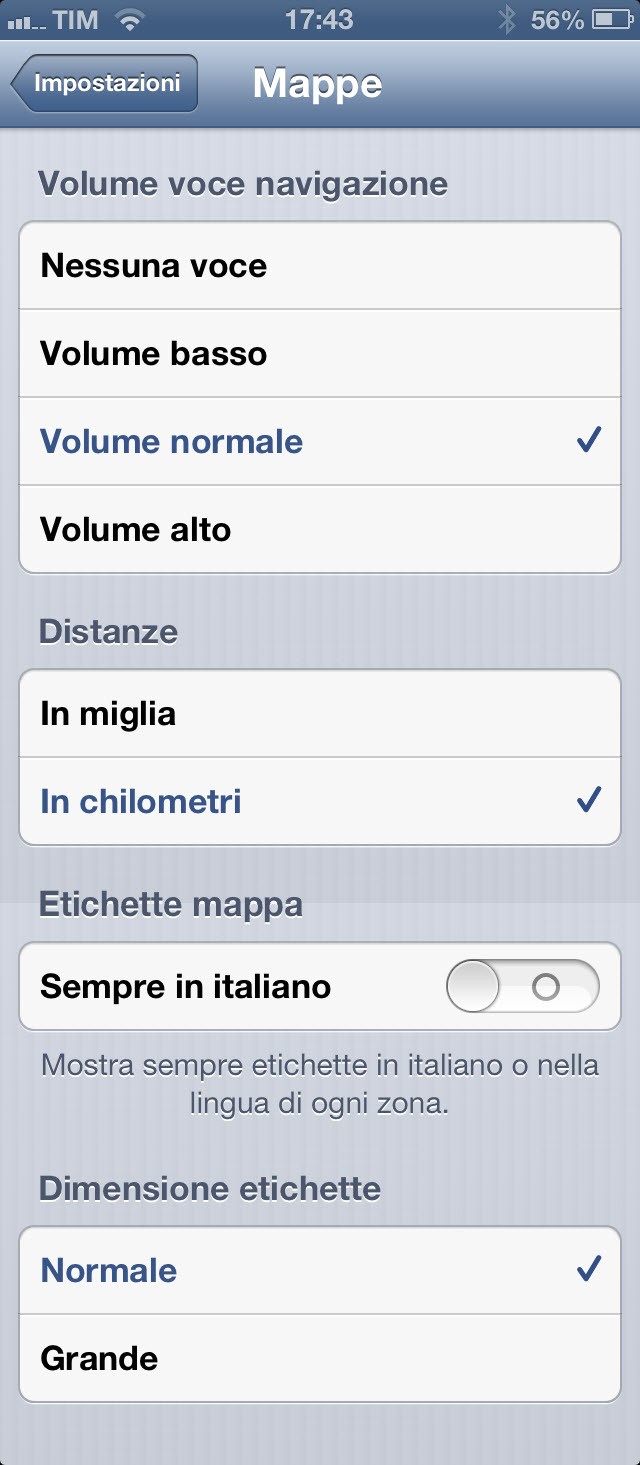 L'impostazione mappe in iOS 6 beta 3