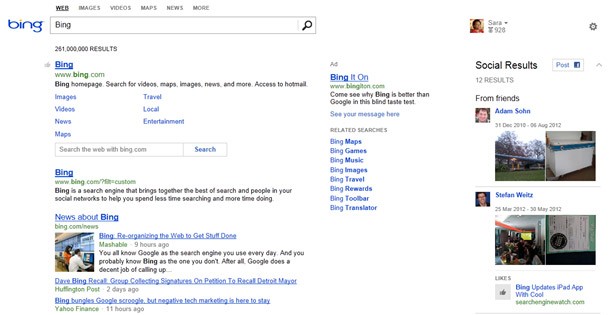 Bing Social Sidebar