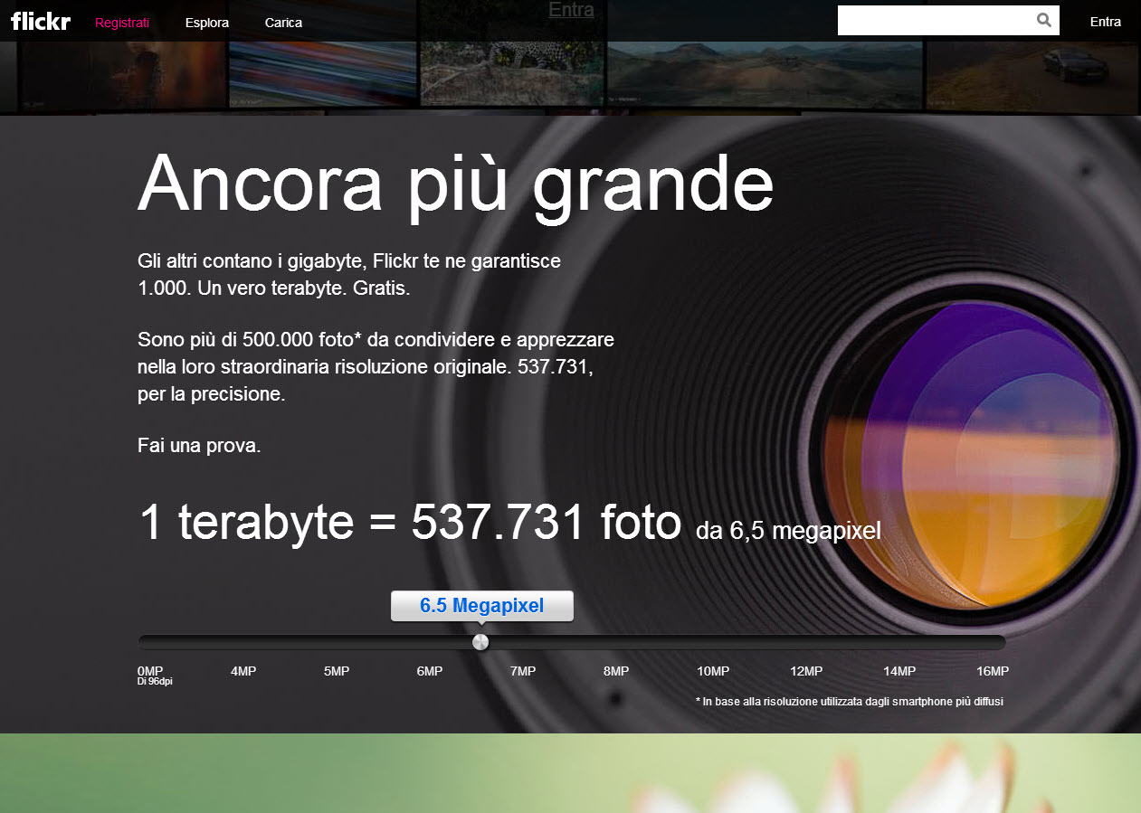 La nuova homepage di Flickr