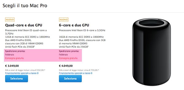 Mac Pro, spedizioni a febbraio