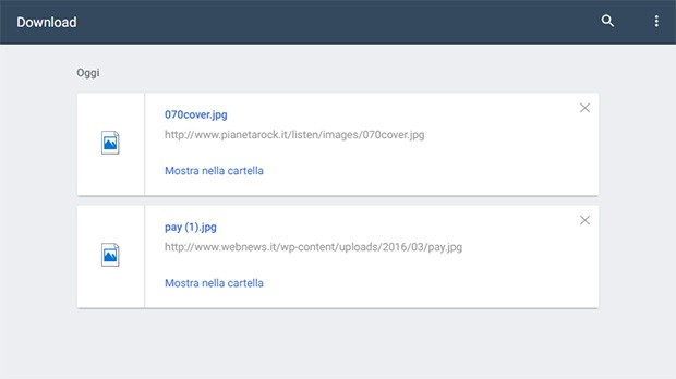 La nuova scheda Download in Chrome 49
