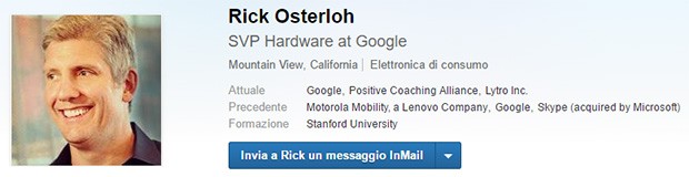 Il profilo LinkedIn di Rick Osterloh