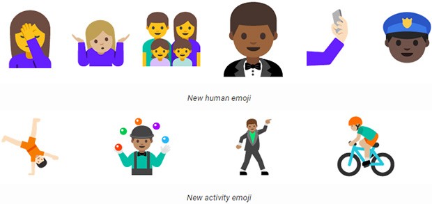 Le nuove emoji "umane" introdotte da Google, 