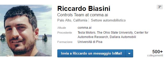 Il profilo LinkedIn di Riccardo Biasini