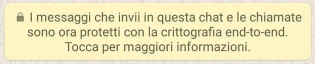 La notifica di attivazione della crittografia end-to-end