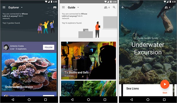 Screenshot per l'applicazione Expeditions di Google su smartphone Android