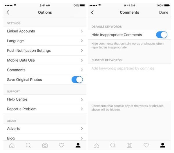 Instagram, i commenti si possono filtrare