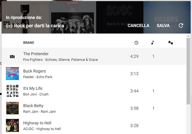 Una playlist rock generata automaticamente per darsi la carica