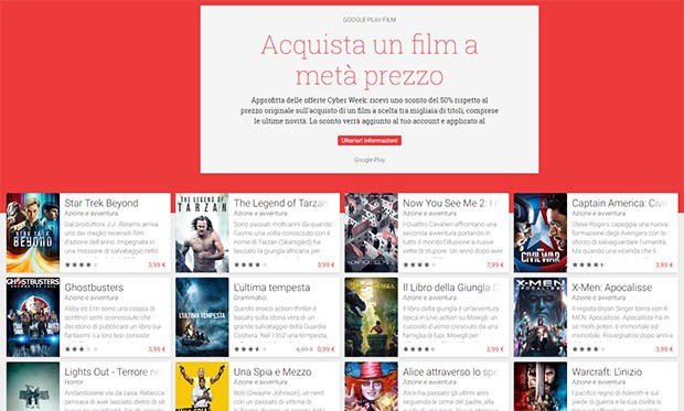 Film in sconto su Google Play