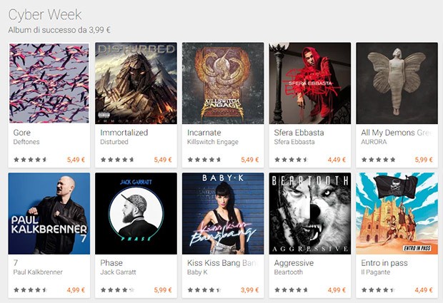 La musica in offerta su Google Play per la Cyber Week