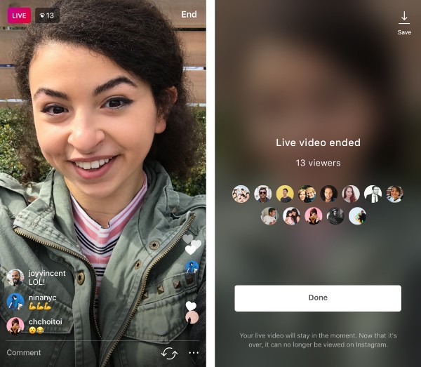 Instagram, i Live Video si possono salvare