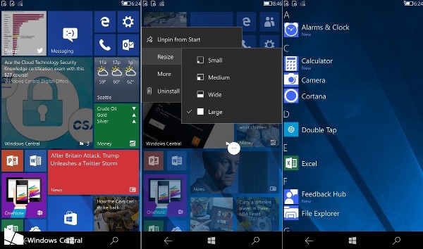 Windows 10, la CShell in azione su smartphone