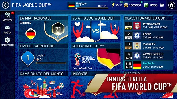 L'aggiornamento gratuito rilasciato da EA Sports per FIFA Mobile, su Android e iOS, introduce le sfide dei Mondiali di Russia