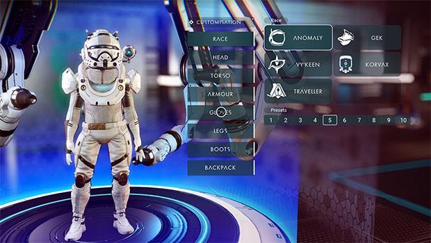 La personalizzazione del personaggio in No Man's Sky con gli strumenti introdotti da NEXT