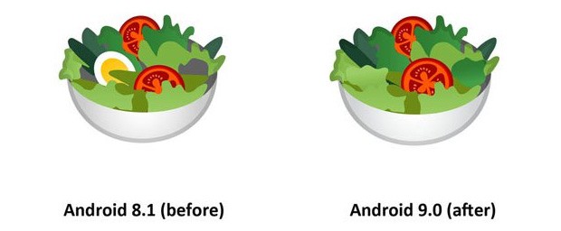 Le uova spariscono dall'emoji dell'insalata, così l'immagine diventa vegan-friendly