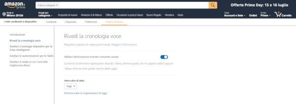 Amazon Alexa portale privacy