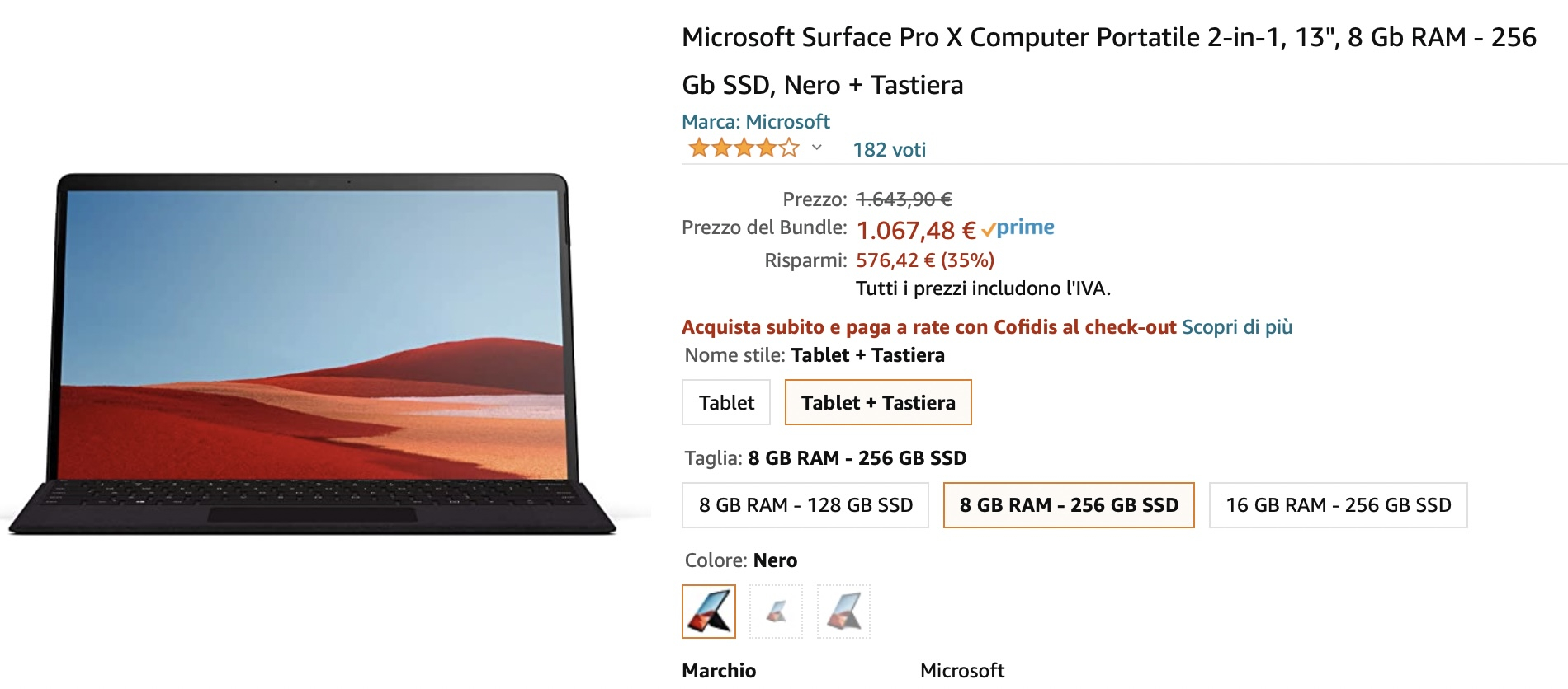 Microsoft Surface Pro X sconto