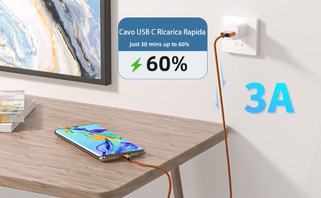 cavo usb c ricarica rapida