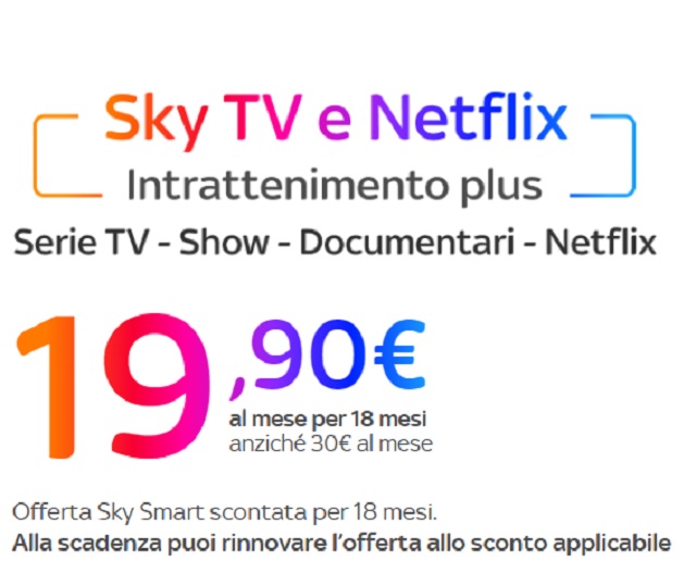 sky tv e netflix 19,90 euro al mese