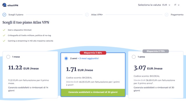 atlasvpn 85 per cento sconto