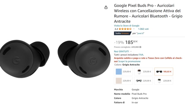 google pixel buds pro 185 euro amazon