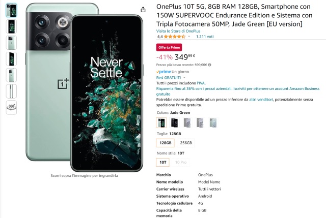 oneplus 10t 349 euro amazon