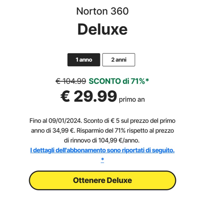 Norton 360 Deluxe 2024 a soli 18€ anziché 104,99€