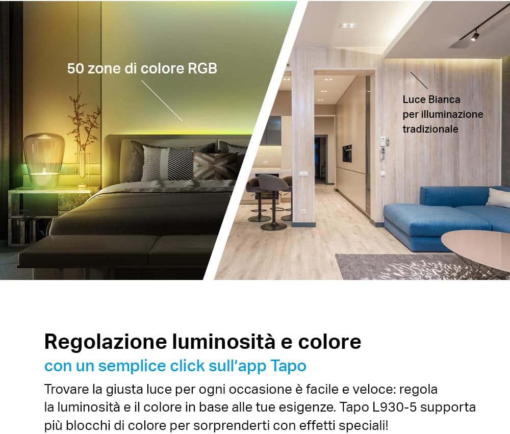 RGBIC LED Striscia, Striscia LED 5 Metri Controllo Intelligente