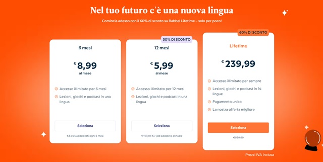 babbel offerte piani