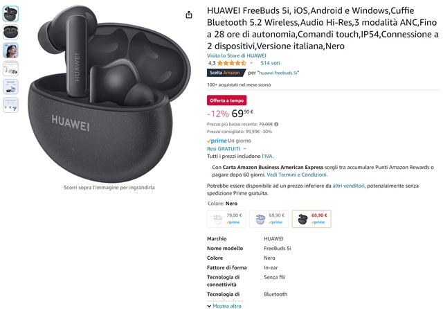 huawei freebuds 5i 69 euro amazon