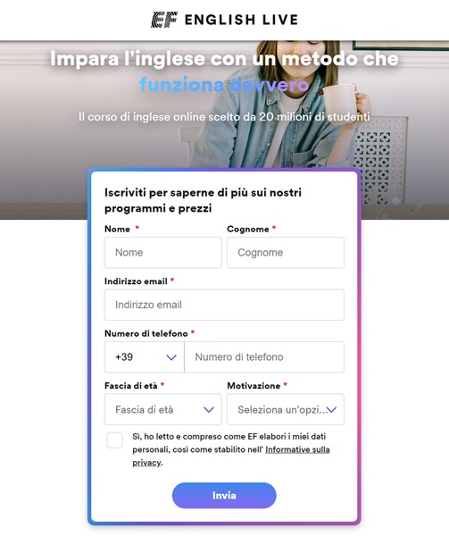 iscriviti a ef english live
