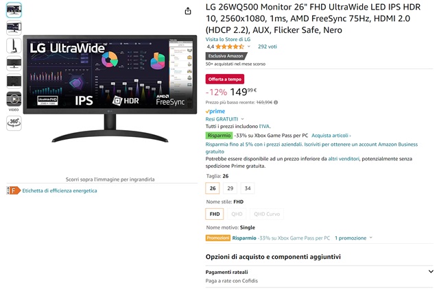 lg ultrawide 149 euro amazon