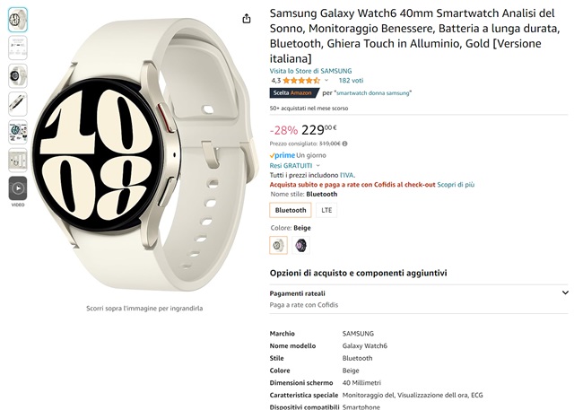 samsung galaxy watch 6 229 euro amazon