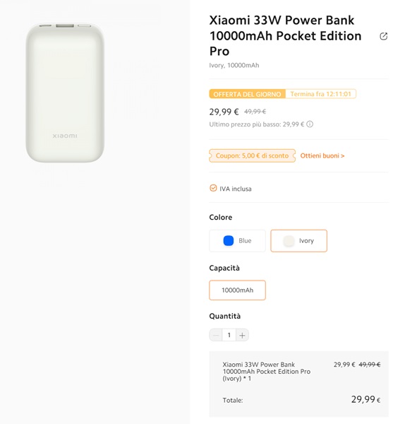 xiaomi 33 watt power bank 29 euro mi store