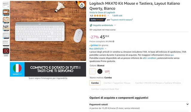 logitech mk470 kit mouse e tastiera