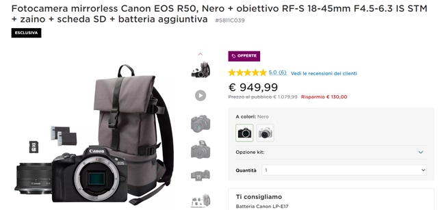 canon eos r50 949 euro