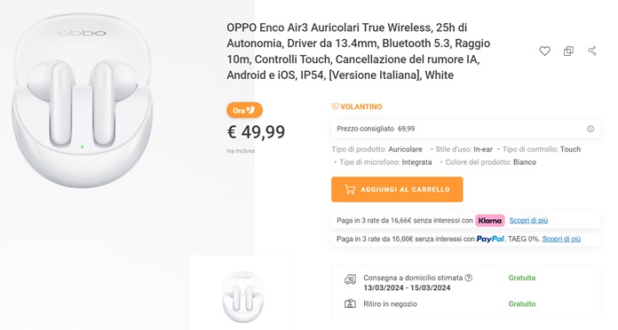 oppo enco air3 49 euro unieuro