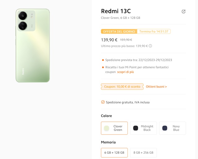 redmi 13c 139 euro mi store