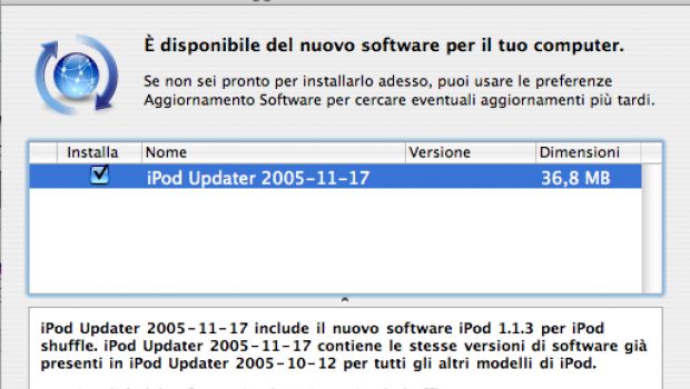 Aggiornamento Firmware iPod Shuffle