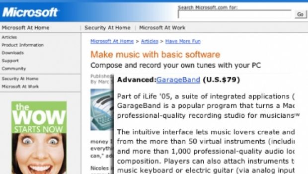 Per la musica usate GarageBand. Parola di Microsoft