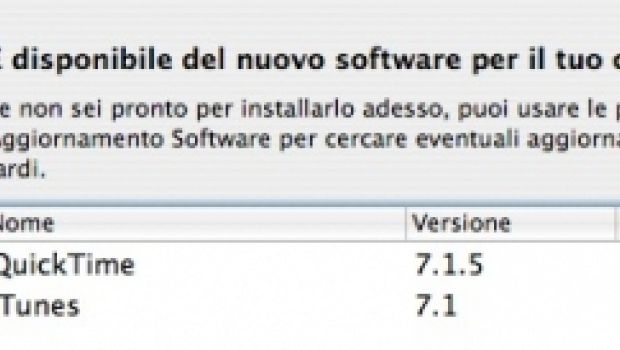 Aggiornamenti per iTunes e Quicktime