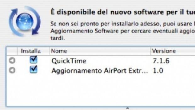 Quicktime e Airport su Aggiornamento Software