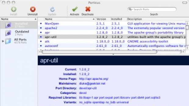 Porticus: una GUI per MacPorts