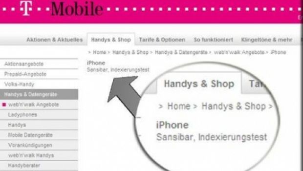 Appare (e scompare) iPhone su T-Mobile.de