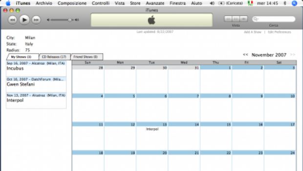 iConcertCal: il plugin di iTunes per i concerti dei vostri artisti preferiti