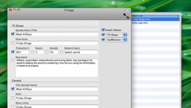 TvTaggr: freeware per aggiungere metatag ai podcast e film