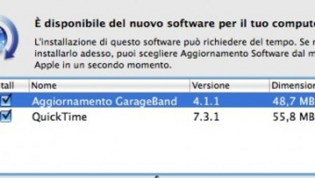 Quicktime 7.3.1 e Garageband 4.1.1